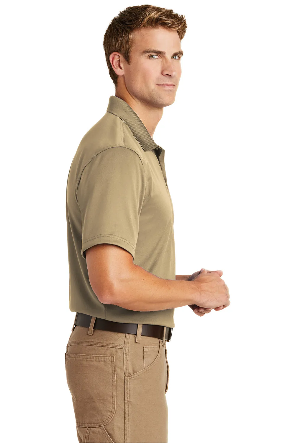 CornerStone Mens Select Moisture Wicking Short Sleeve Polo Shirt - Tan
