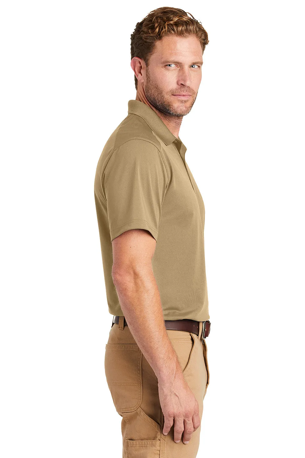 CornerStone Mens Select Moisture Wicking Short Sleeve Polo Shirt - Tan
