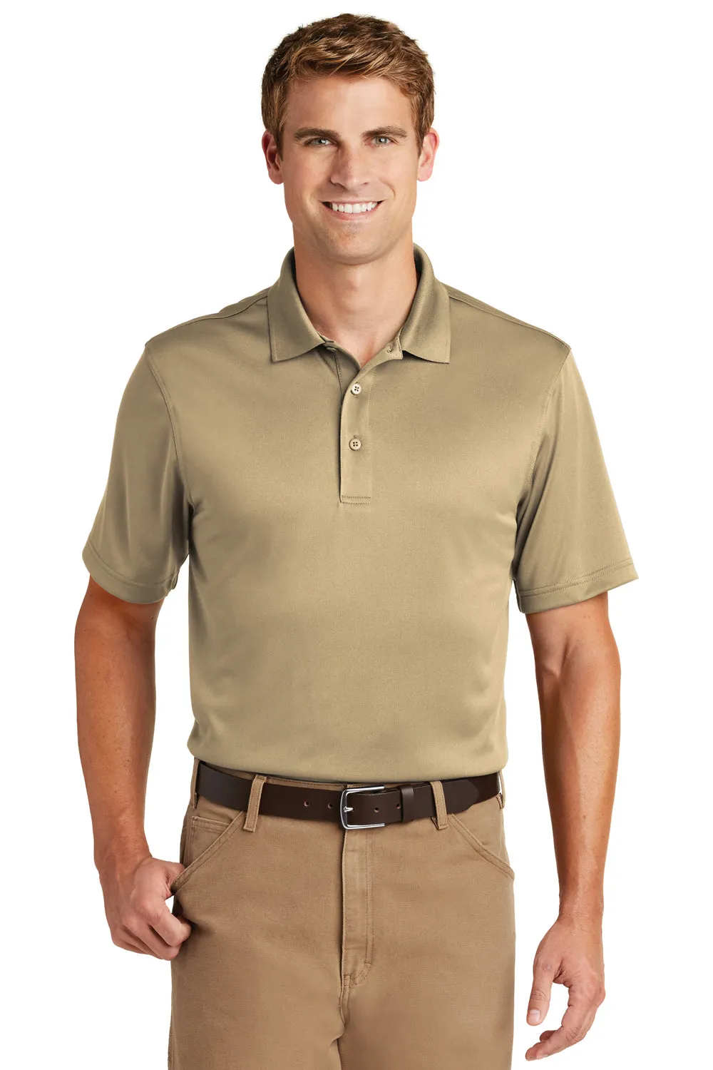 CornerStone Mens Select Moisture Wicking Short Sleeve Polo Shirt - Tan
