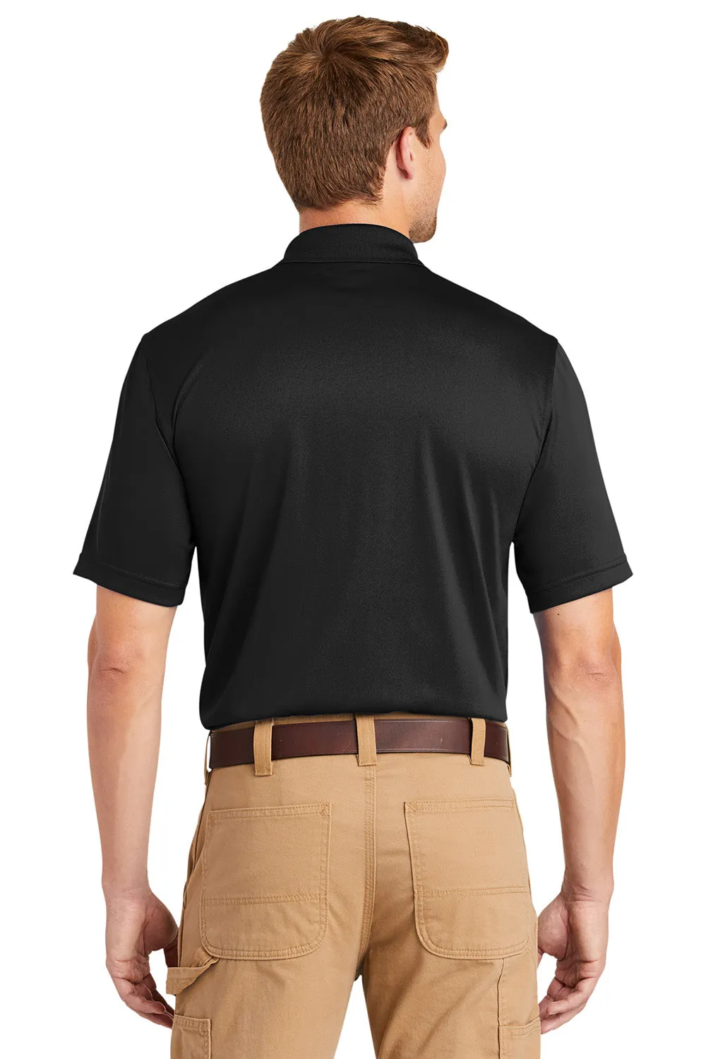 CornerStone Mens Select Moisture Wicking Short Sleeve Polo Shirt w/ Pocket - Black