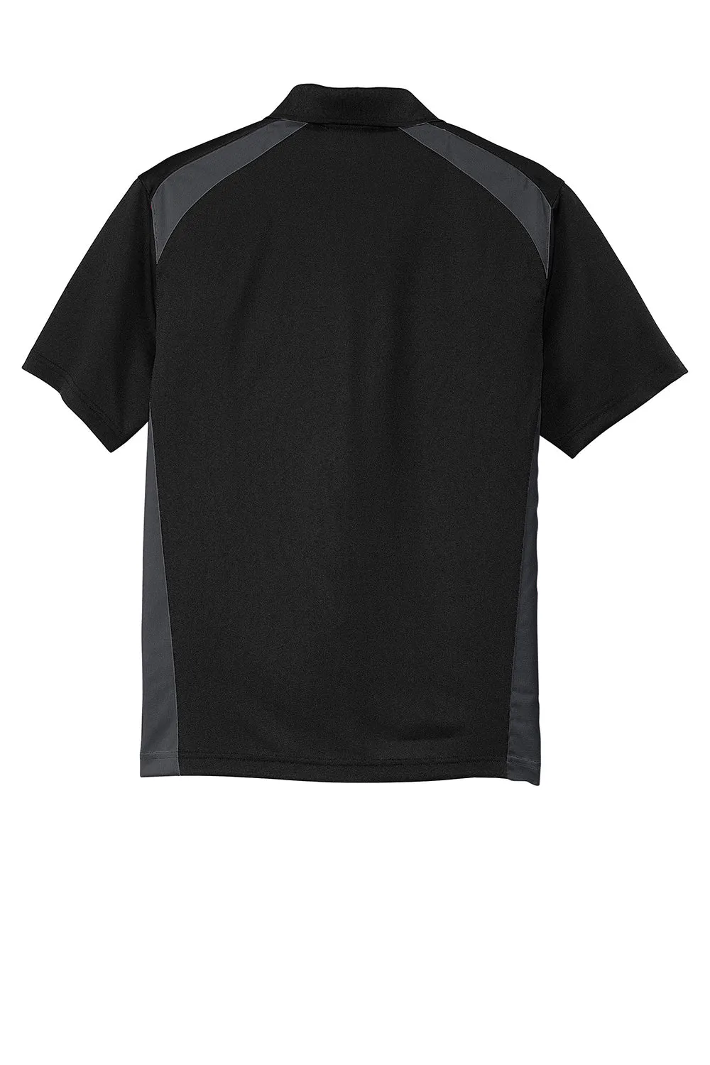 CornerStone Mens Select Moisture Wicking Short Sleeve Polo Shirt w/ Pocket - Black/Charcoal Grey