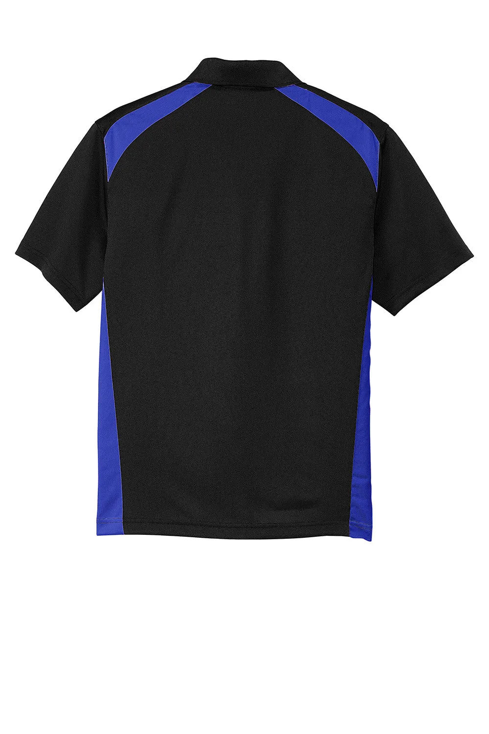CornerStone Mens Select Moisture Wicking Short Sleeve Polo Shirt w/ Pocket - Black/Royal Blue