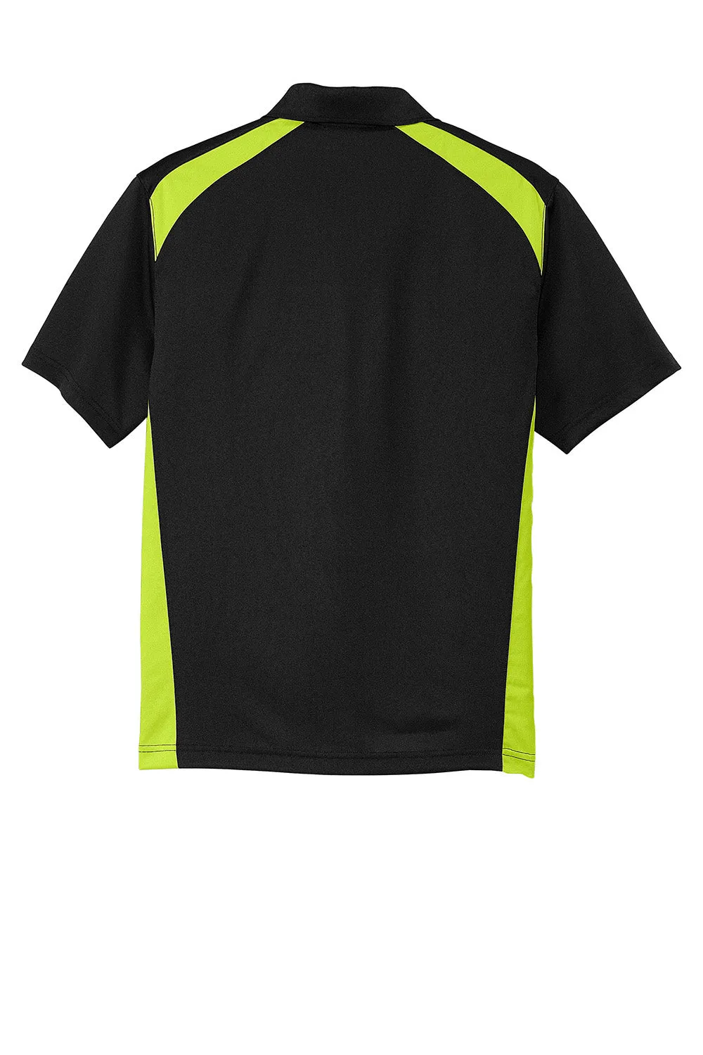 CornerStone Mens Select Moisture Wicking Short Sleeve Polo Shirt w/ Pocket - Black/Shock Green