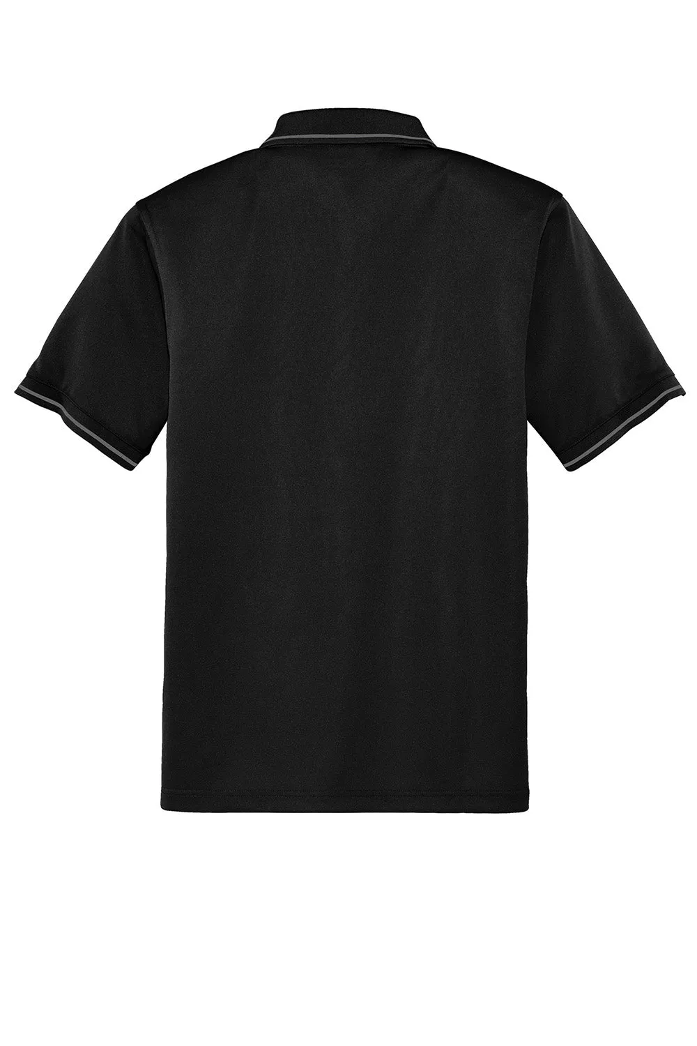 CornerStone Mens Select Moisture Wicking Short Sleeve Polo Shirt w/ Pocket - Black/Smoke Grey