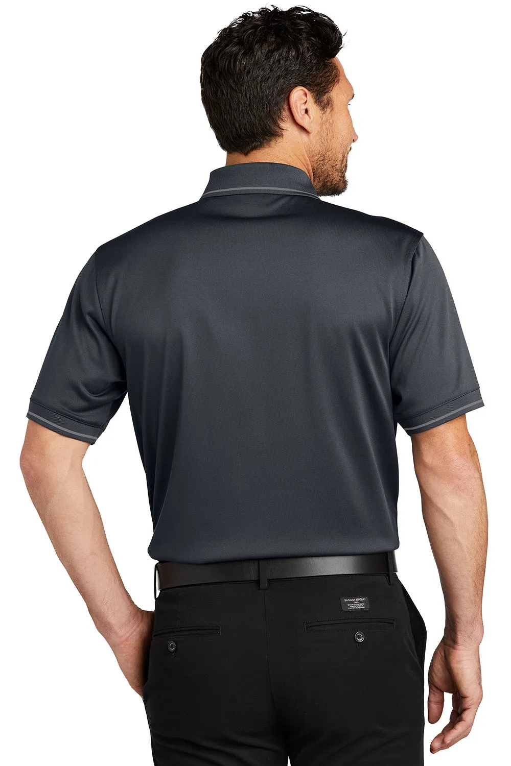 CornerStone Mens Select Moisture Wicking Short Sleeve Polo Shirt w/ Pocket - Charcoal Grey/Light Grey