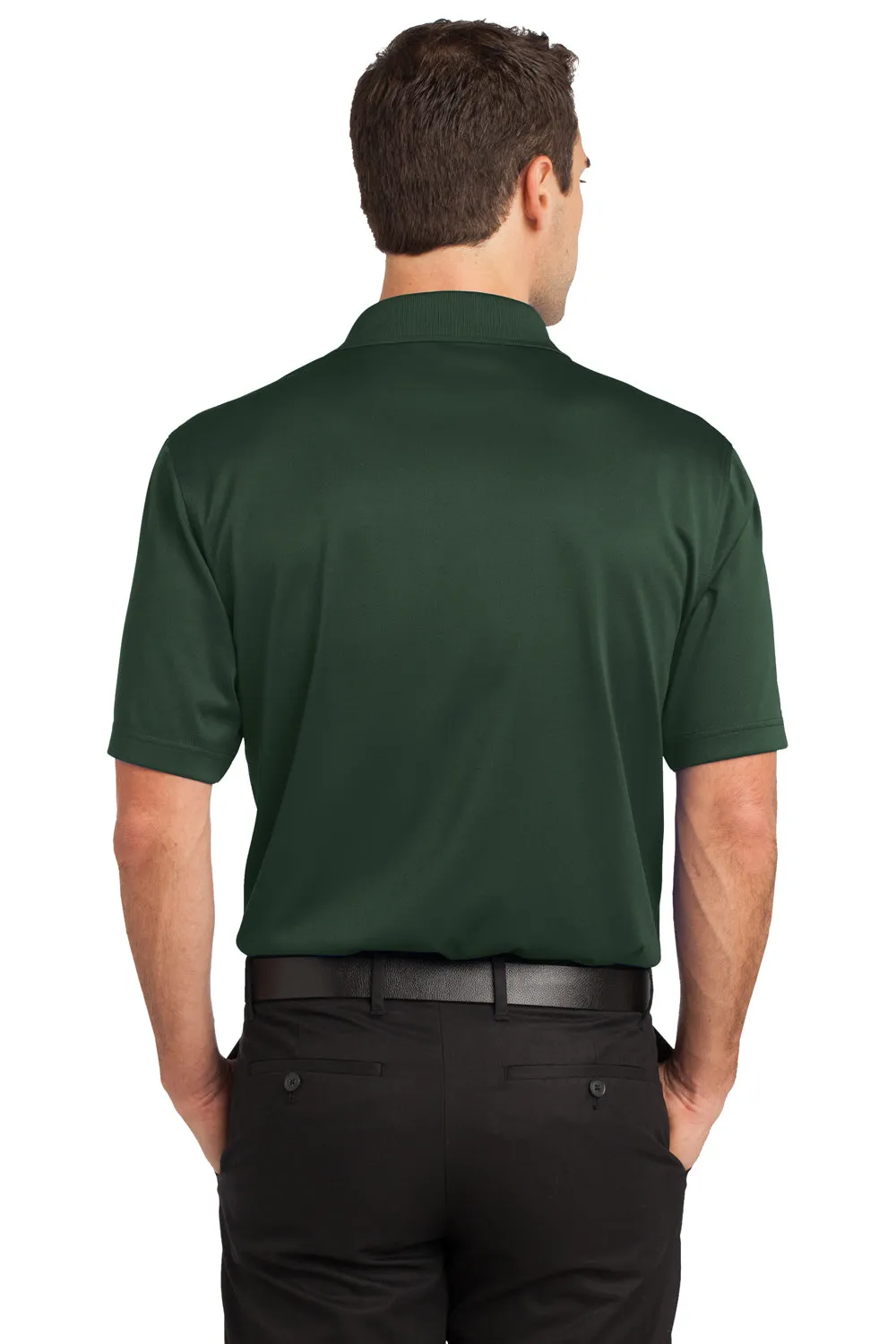 CornerStone Mens Select Moisture Wicking Short Sleeve Polo Shirt w/ Pocket - Dark Green - Closeout