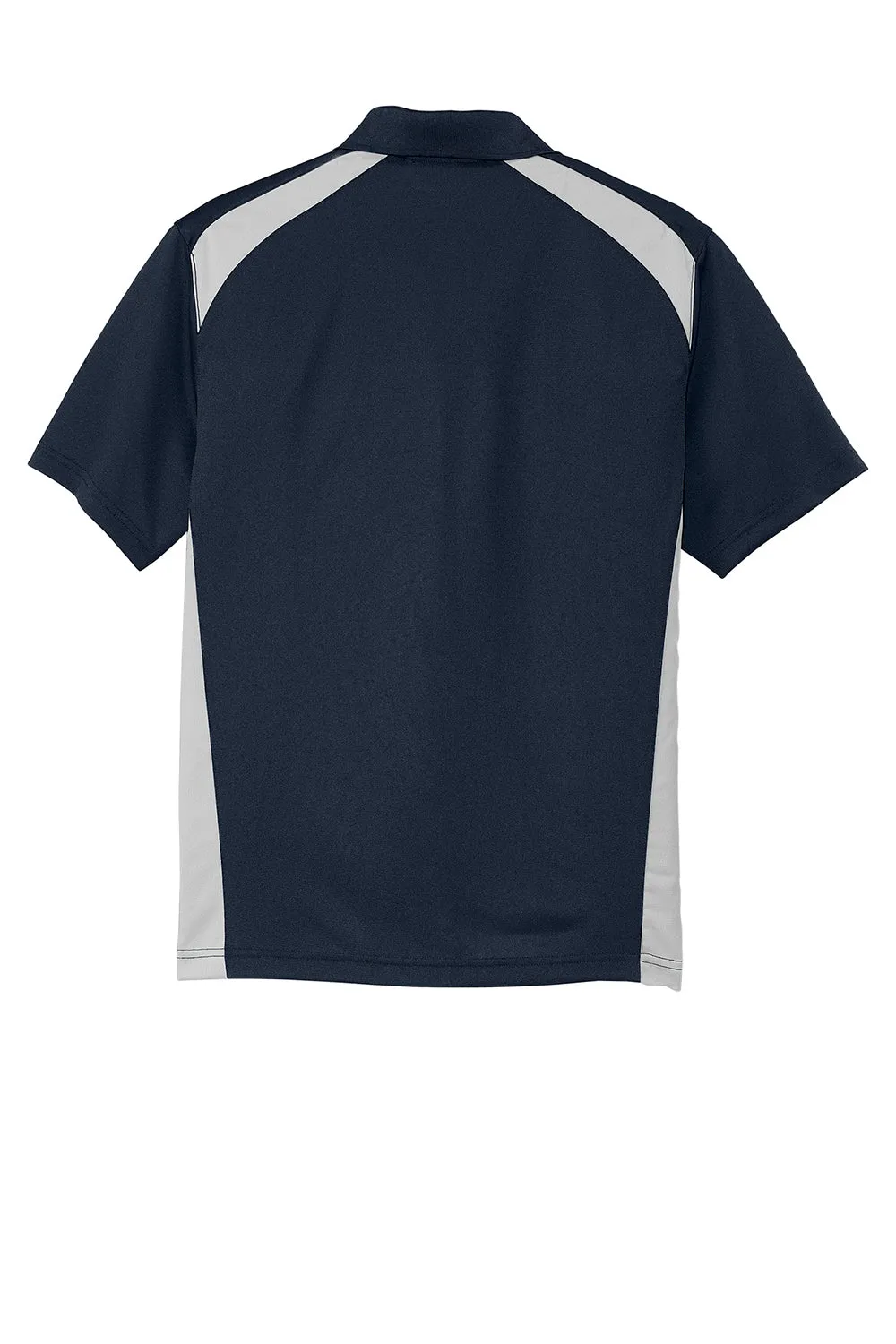 CornerStone Mens Select Moisture Wicking Short Sleeve Polo Shirt w/ Pocket - Dark Navy Blue/Light Grey