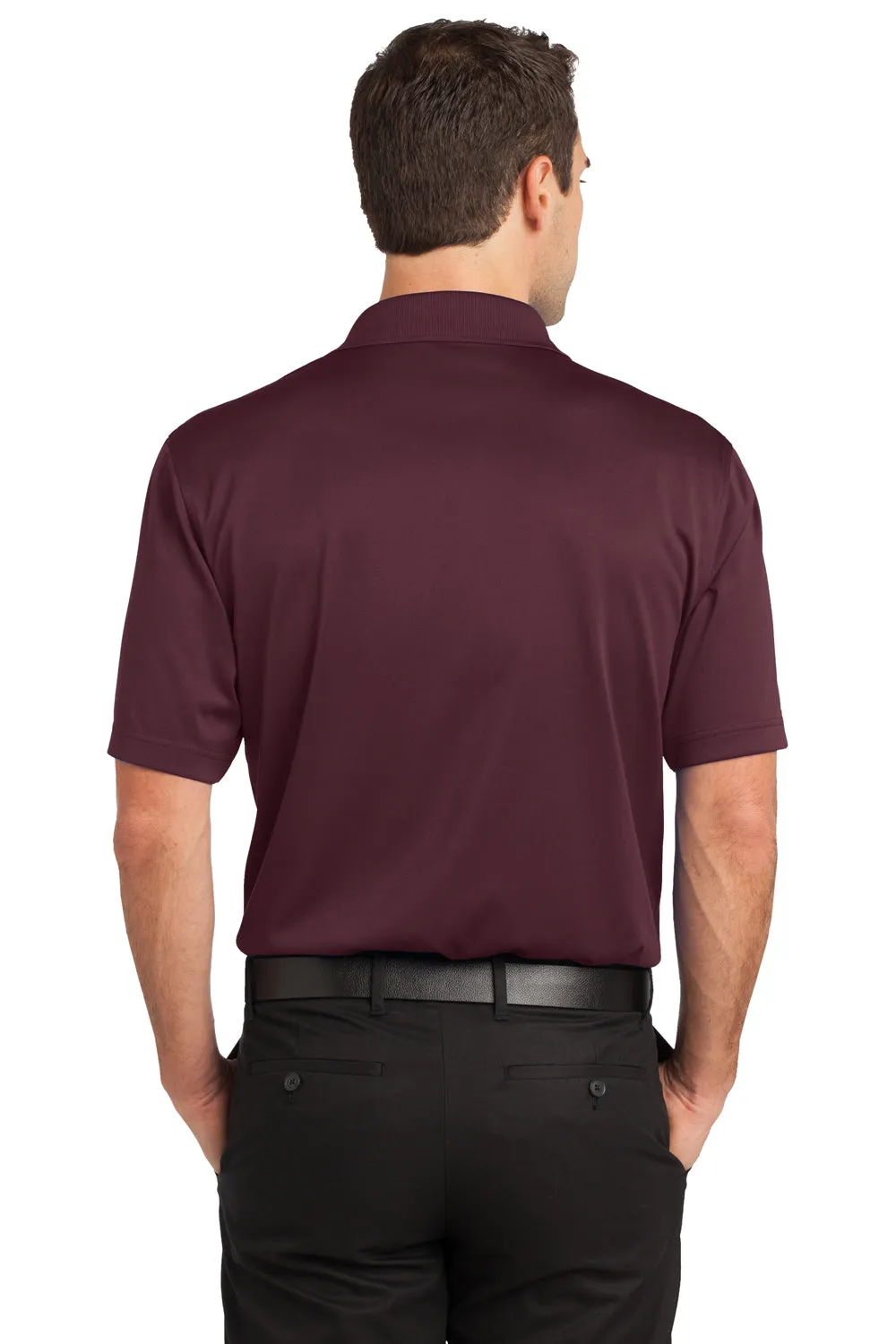 CornerStone Mens Select Moisture Wicking Short Sleeve Polo Shirt w/ Pocket - Maroon - Closeout