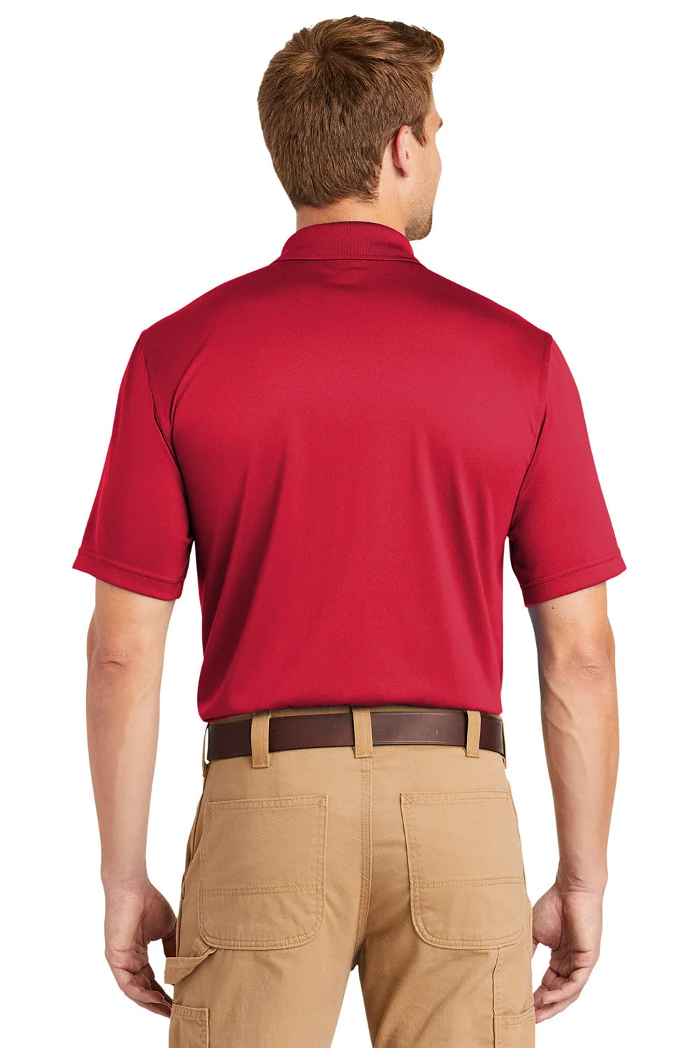 CornerStone Mens Select Moisture Wicking Short Sleeve Polo Shirt w/ Pocket - Red
