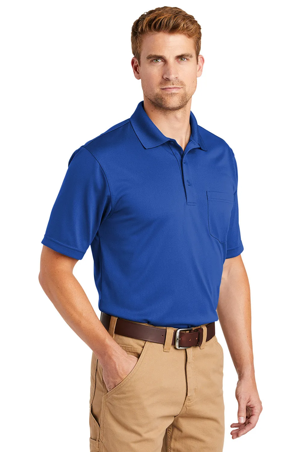 CornerStone Mens Select Moisture Wicking Short Sleeve Polo Shirt w/ Pocket - Royal Blue