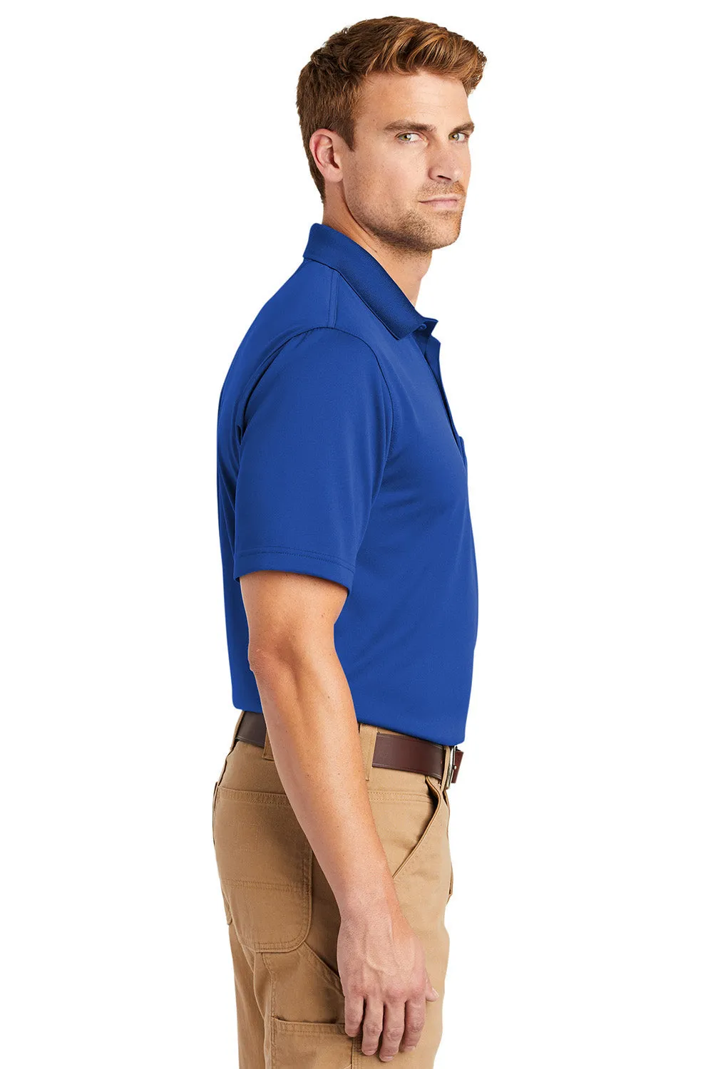 CornerStone Mens Select Moisture Wicking Short Sleeve Polo Shirt w/ Pocket - Royal Blue