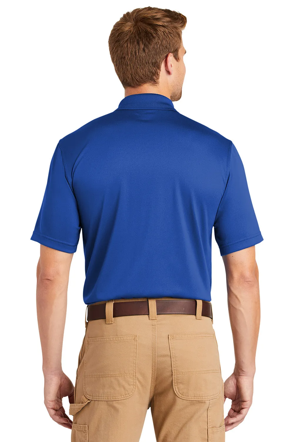 CornerStone Mens Select Moisture Wicking Short Sleeve Polo Shirt w/ Pocket - Royal Blue