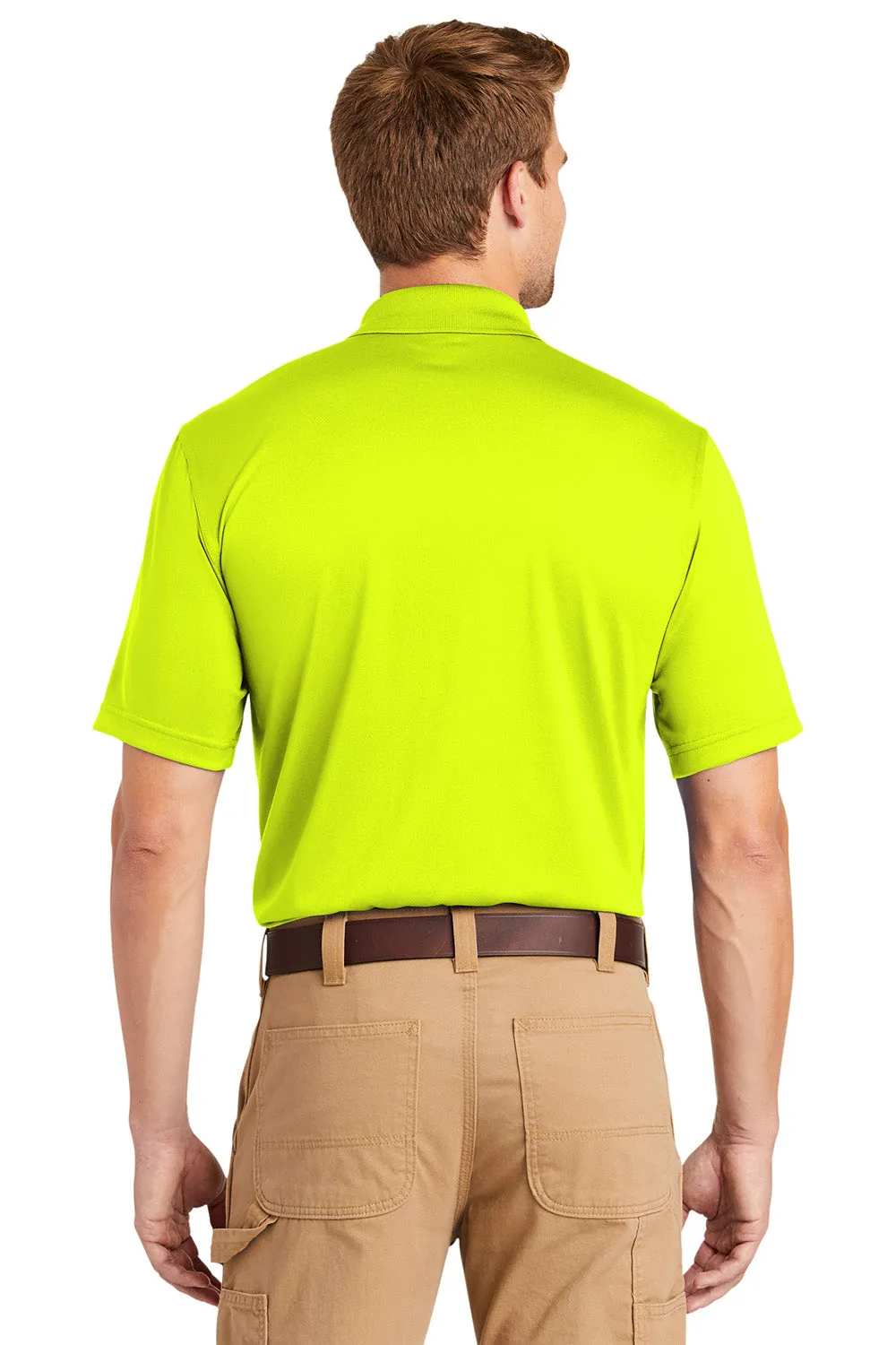CornerStone Mens Select Moisture Wicking Short Sleeve Polo Shirt w/ Pocket - Safety Yellow