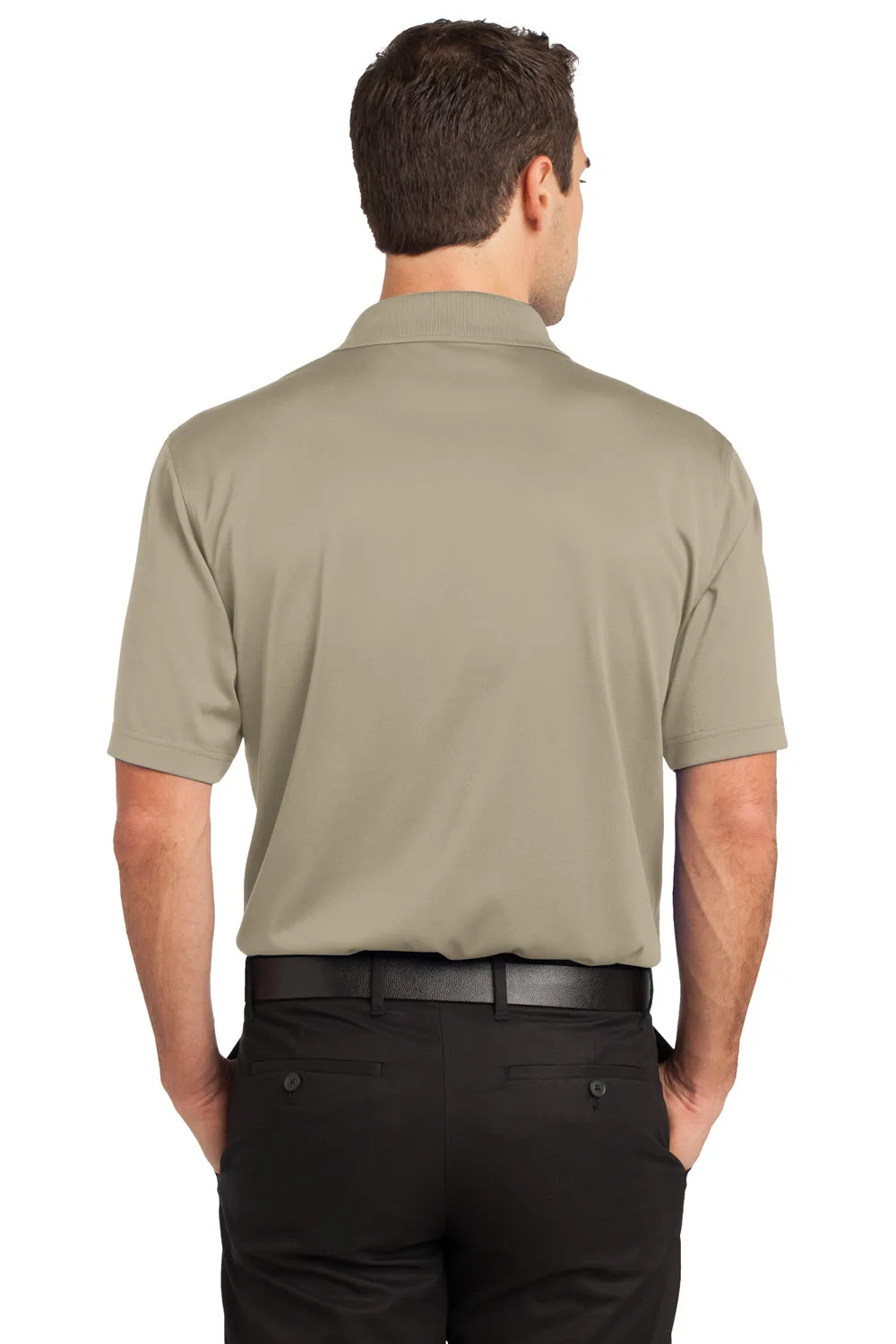 CornerStone Mens Select Moisture Wicking Short Sleeve Polo Shirt w/ Pocket - Tan - Closeout