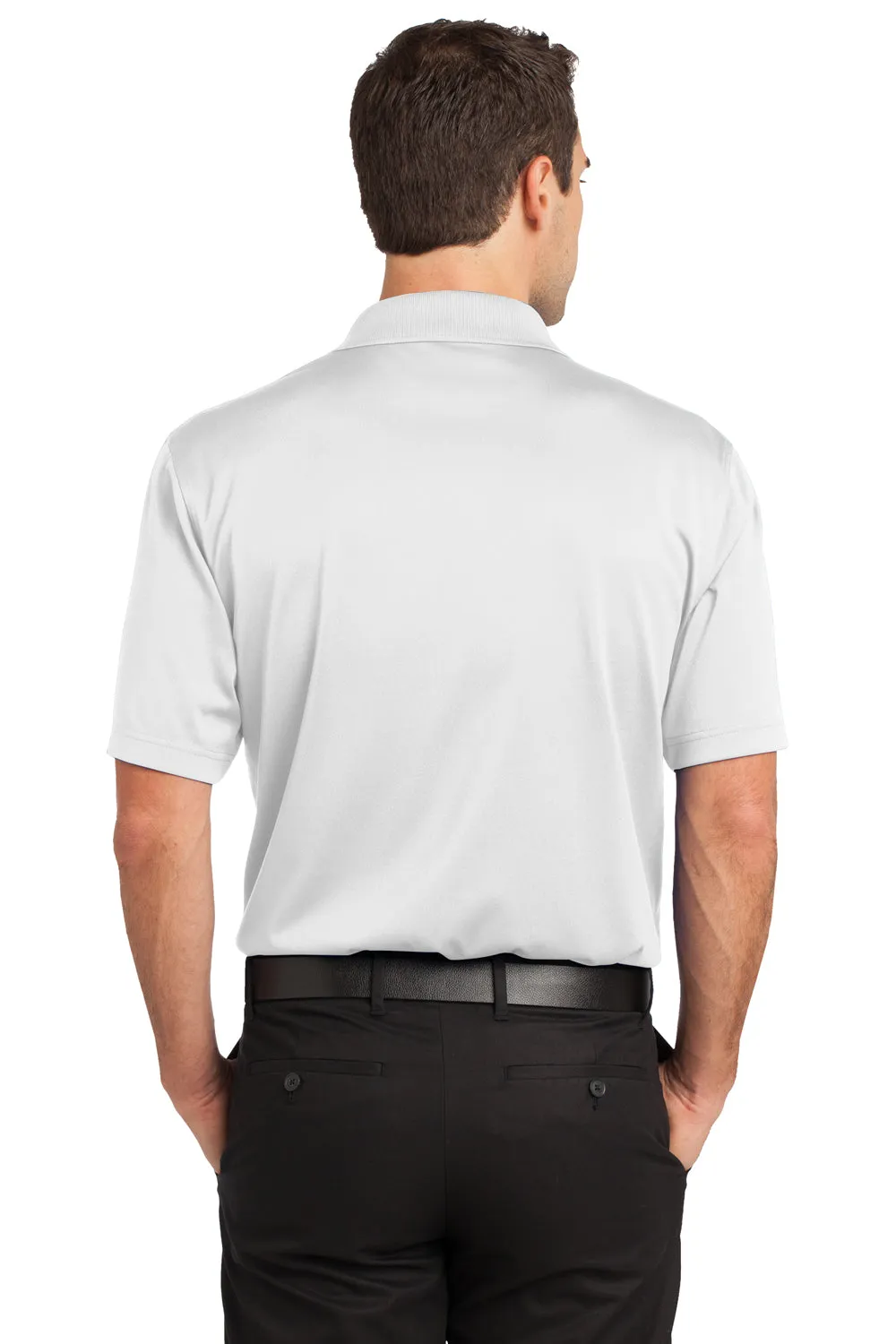 CornerStone Mens Select Moisture Wicking Short Sleeve Polo Shirt w/ Pocket - White - Closeout