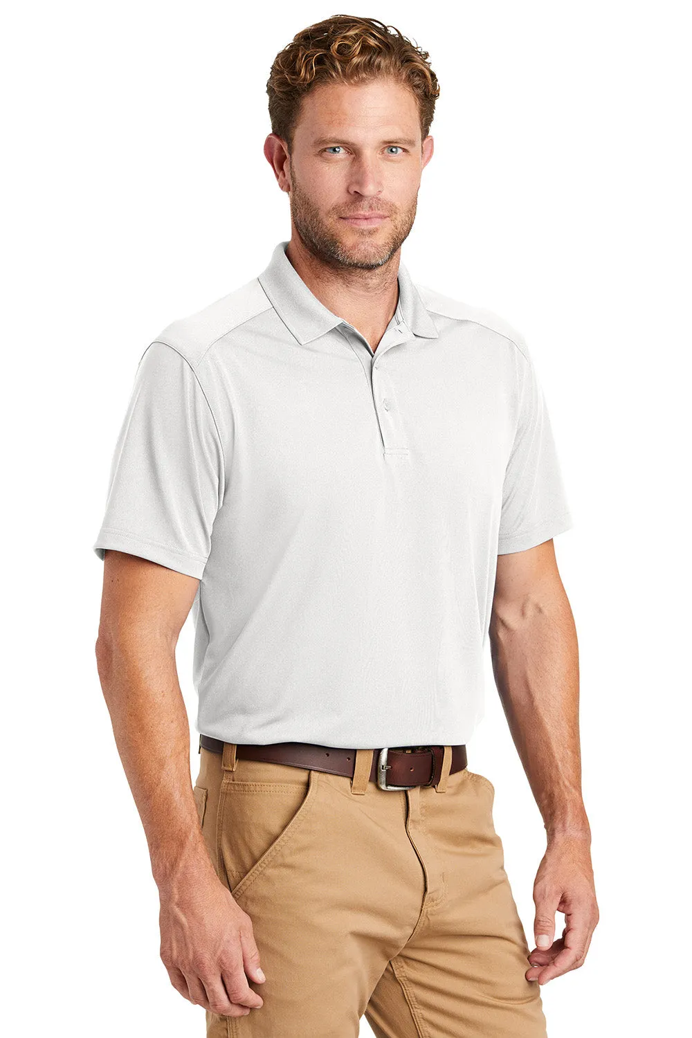 CornerStone Mens Select Moisture Wicking Short Sleeve Polo Shirt - White