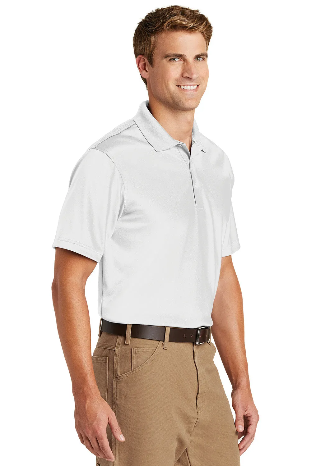 CornerStone Mens Select Moisture Wicking Short Sleeve Polo Shirt - White