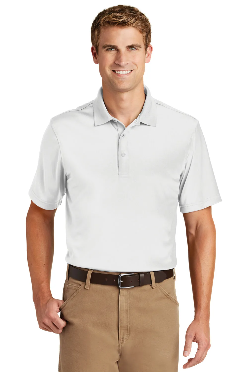 CornerStone Mens Select Moisture Wicking Short Sleeve Polo Shirt - White