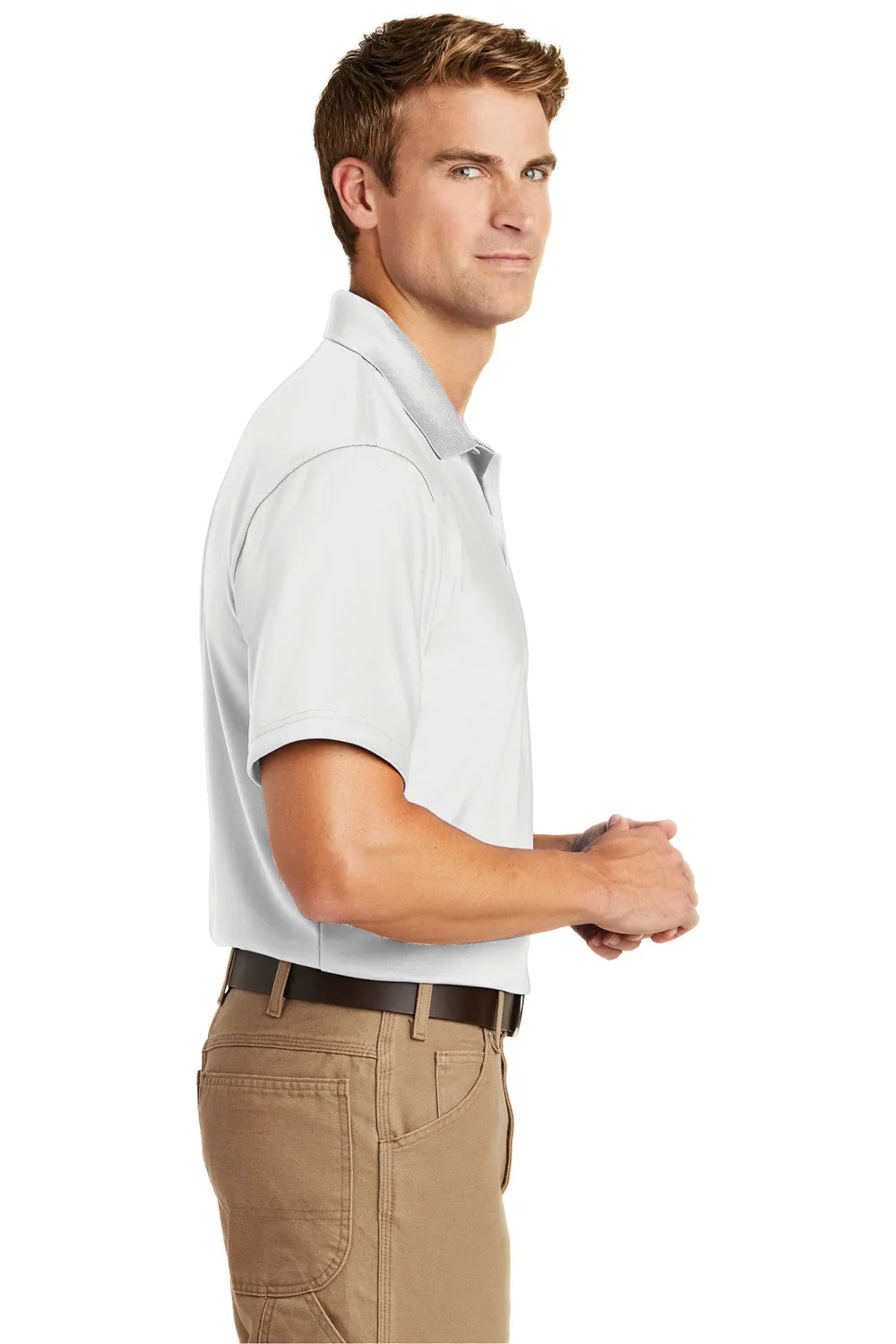 CornerStone Mens Select Moisture Wicking Short Sleeve Polo Shirt - White