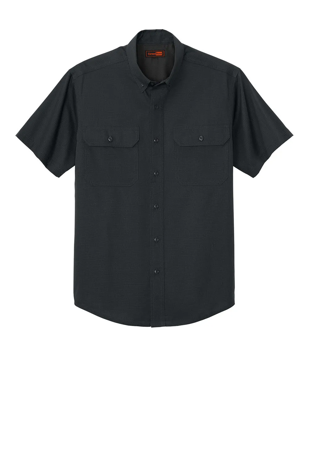 CornerStone Mens Select Ripstop Stain Resistant Short Sleeve Button Down Shirt w/ Pockets - Echo Steel Grey
