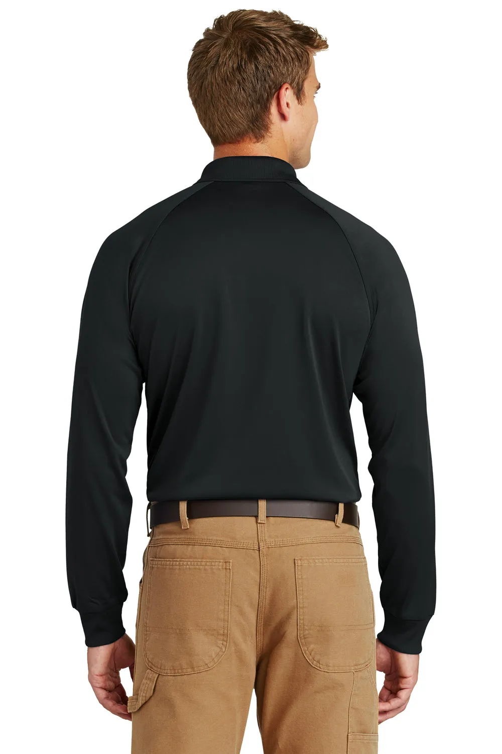 CornerStone Mens Select Tactical Moisture Wicking Long Sleeve Polo Shirt - Black