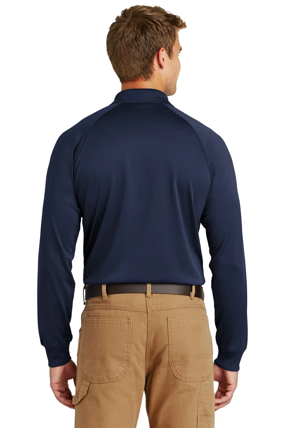 CornerStone Mens Select Tactical Moisture Wicking Long Sleeve Polo Shirt - Dark Navy Blue
