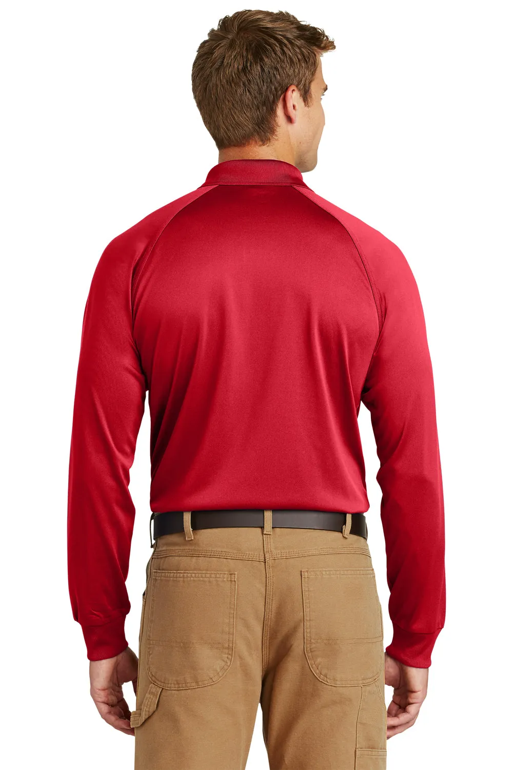 CornerStone Mens Select Tactical Moisture Wicking Long Sleeve Polo Shirt - Red