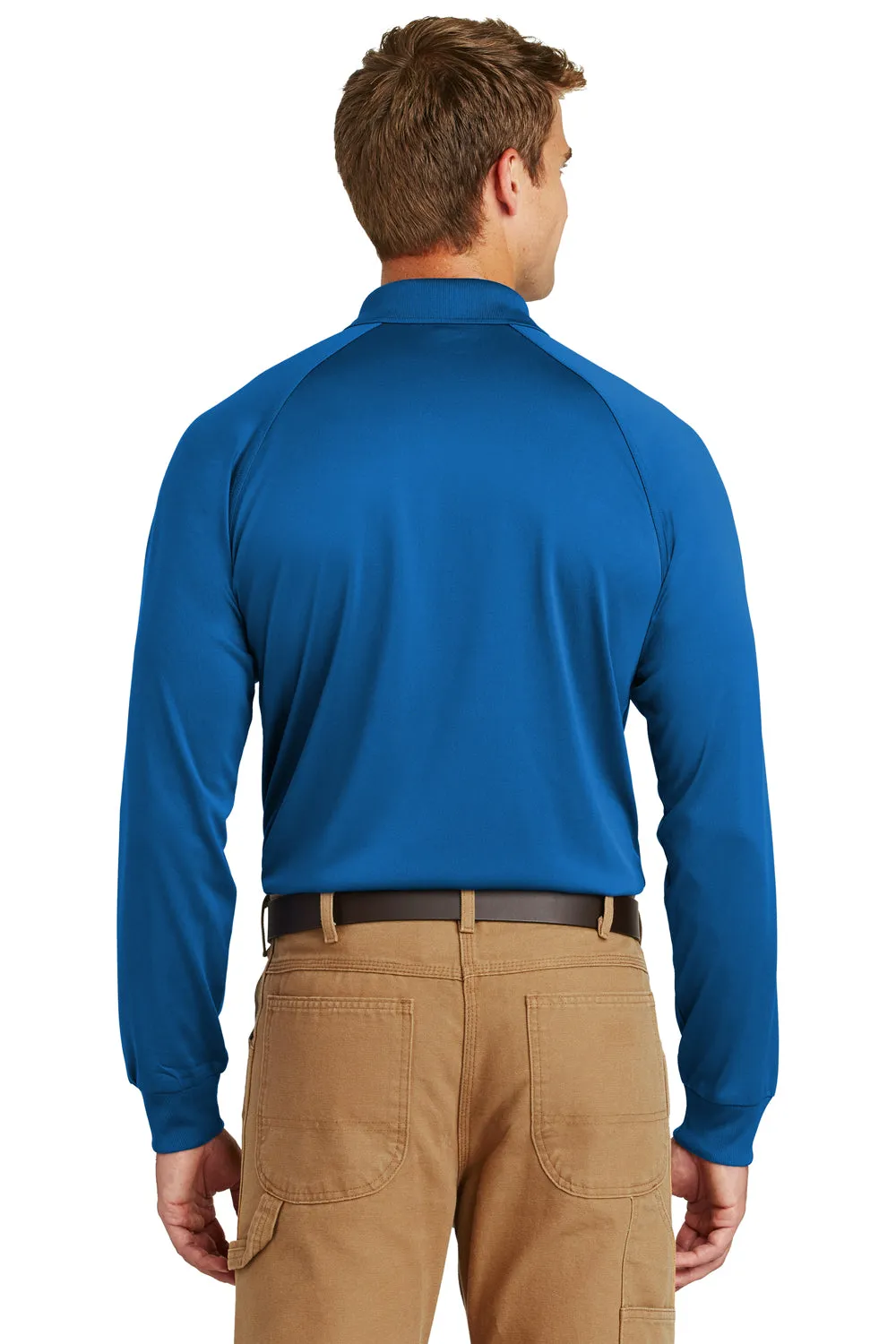 CornerStone Mens Select Tactical Moisture Wicking Long Sleeve Polo Shirt - Royal Blue