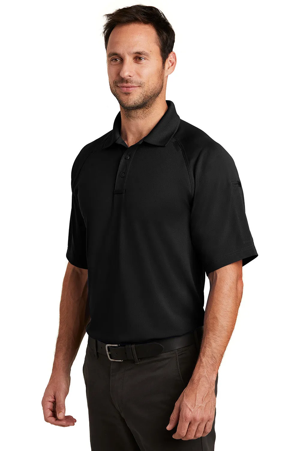 CornerStone Mens Select Tactical Moisture Wicking Short Sleeve Polo Shirt - Black