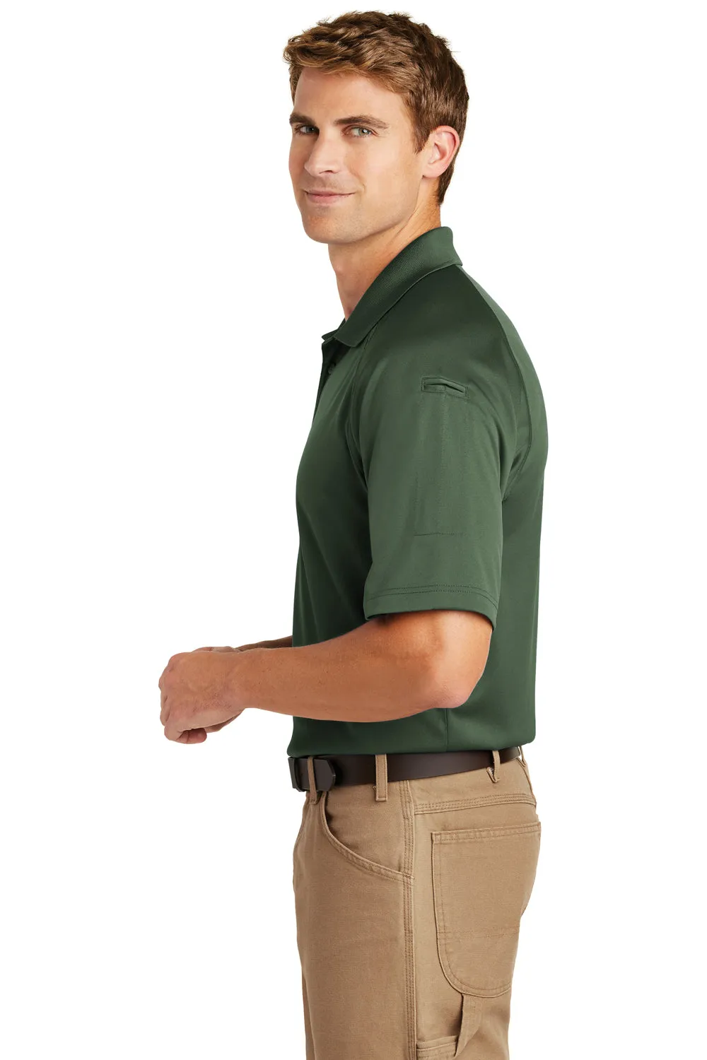 CornerStone Mens Select Tactical Moisture Wicking Short Sleeve Polo Shirt - Dark Green