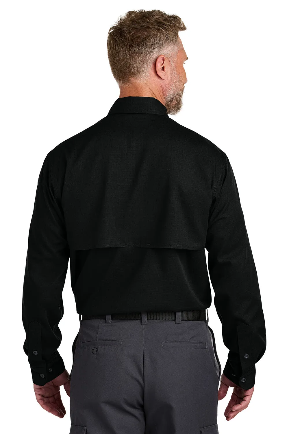 CornerStone Mens Select Tactical Stain Resistant Long Sleeve Button Down Shirt w/ Pockets - Black