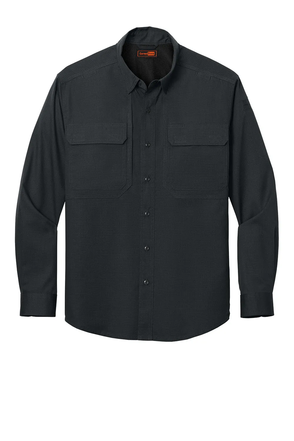 CornerStone Mens Select Tactical Stain Resistant Long Sleeve Button Down Shirt w/ Pockets - Echo Steel Grey