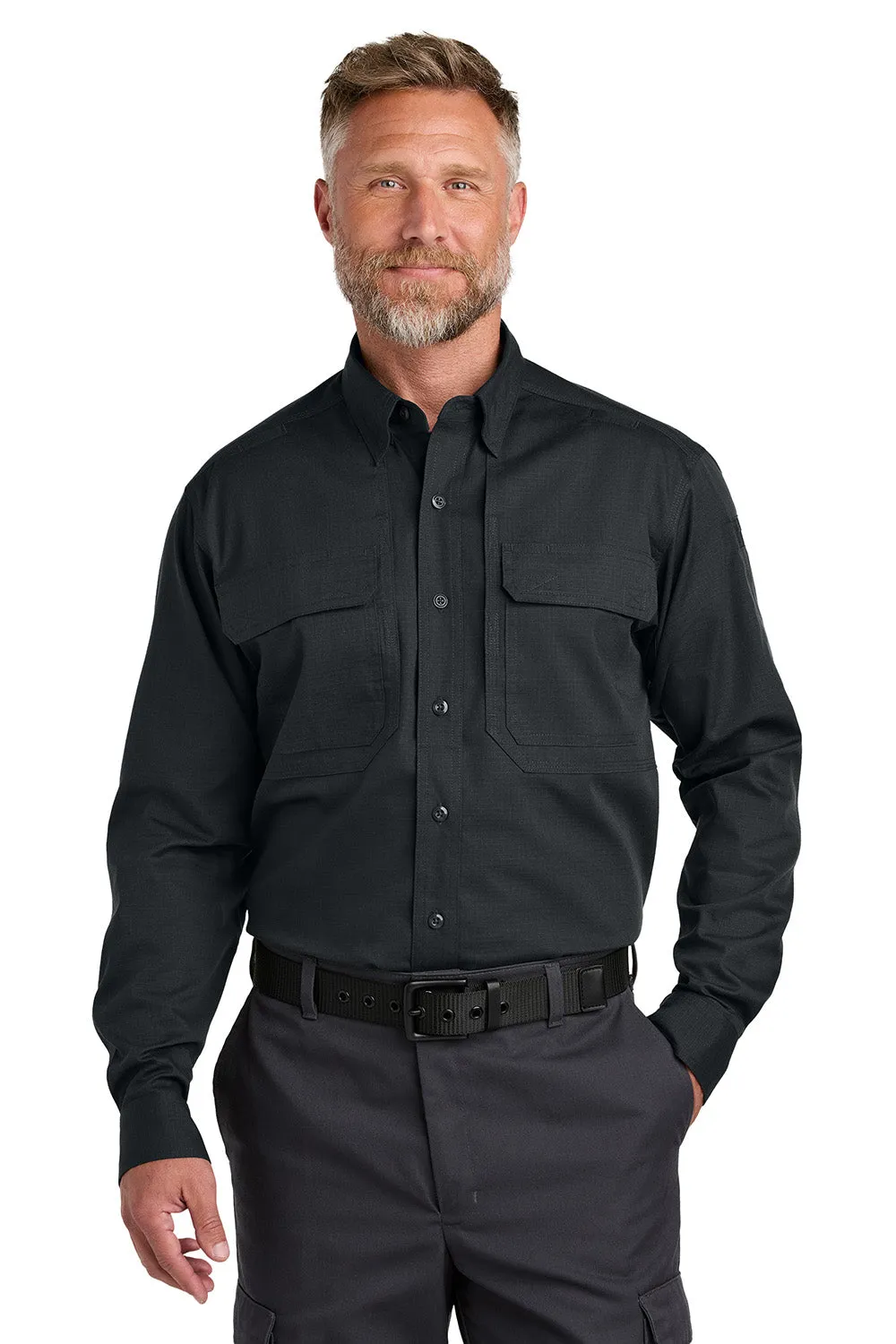 CornerStone Mens Select Tactical Stain Resistant Long Sleeve Button Down Shirt w/ Pockets - Echo Steel Grey