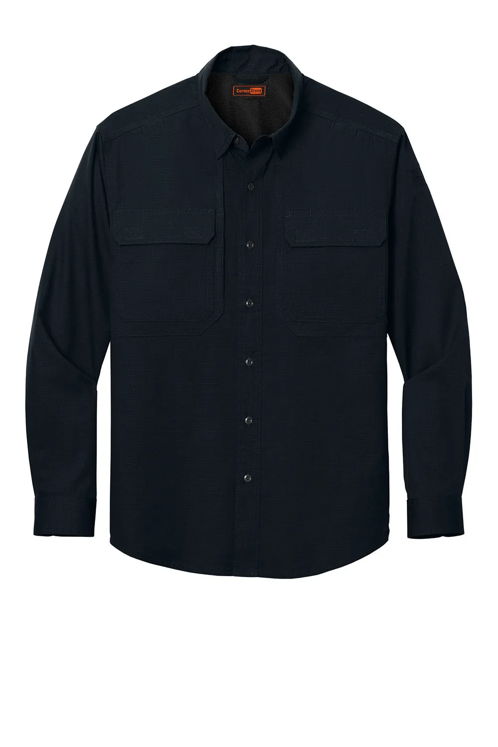 CornerStone Mens Select Tactical Stain Resistant Long Sleeve Button Down Shirt w/ Pockets - Navy Blue
