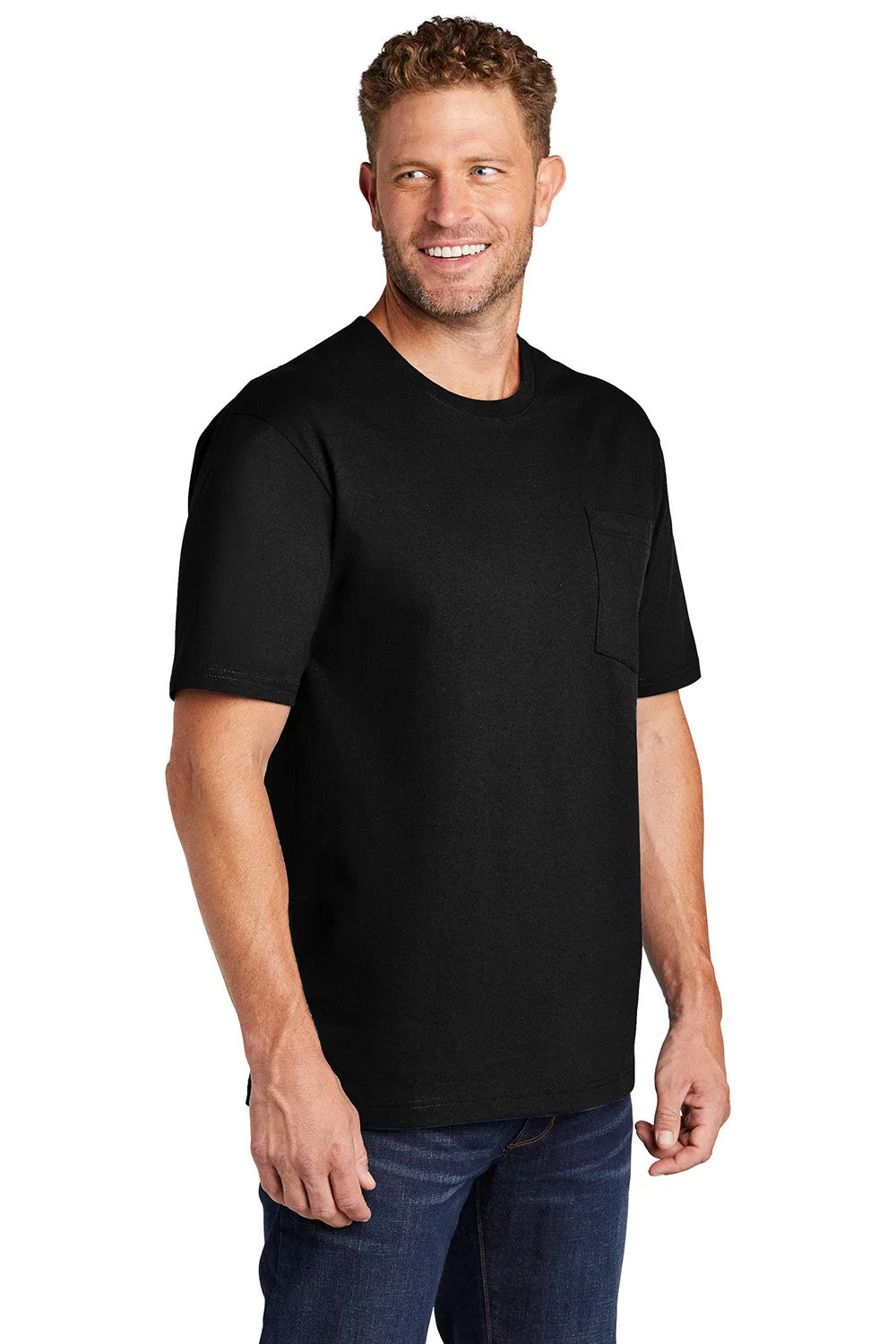 CornerStone Mens Short Sleeve Crewneck T-Shirt w/ Pocket - Black