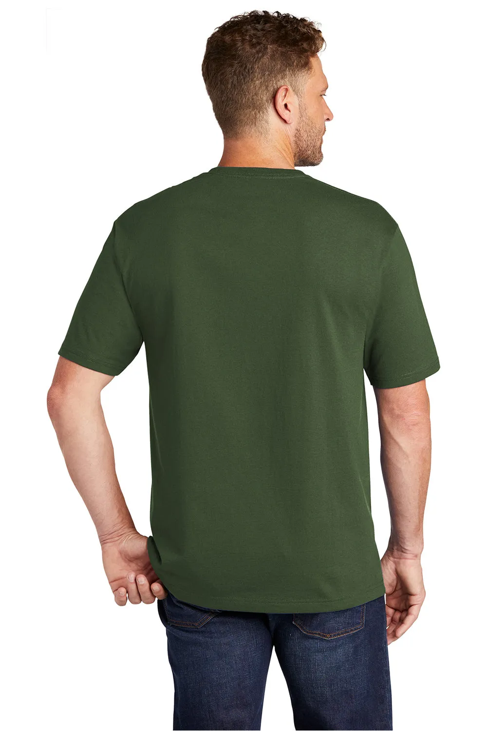 CornerStone Mens Short Sleeve Crewneck T-Shirt w/ Pocket - Dark Green - Closeout