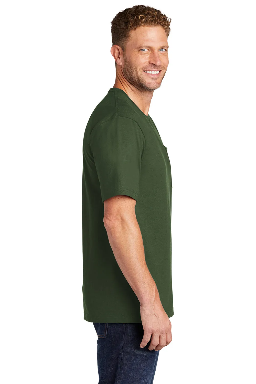 CornerStone Mens Short Sleeve Crewneck T-Shirt w/ Pocket - Dark Green - Closeout