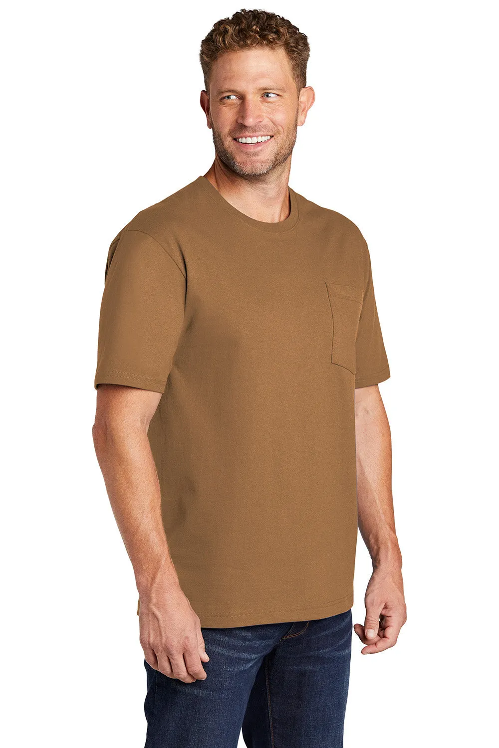 CornerStone Mens Short Sleeve Crewneck T-Shirt w/ Pocket - Duck Brown - Closeout