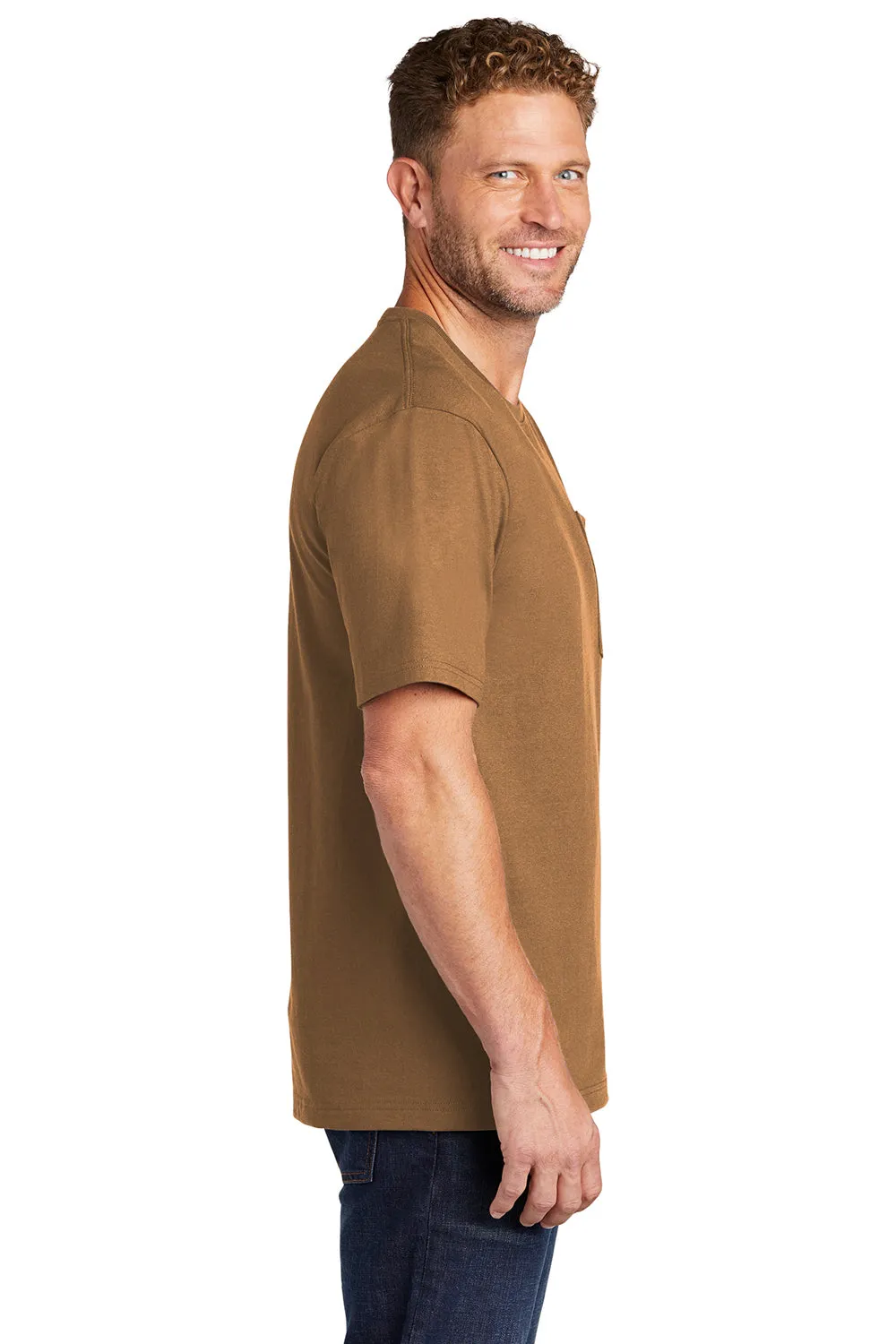 CornerStone Mens Short Sleeve Crewneck T-Shirt w/ Pocket - Duck Brown - Closeout