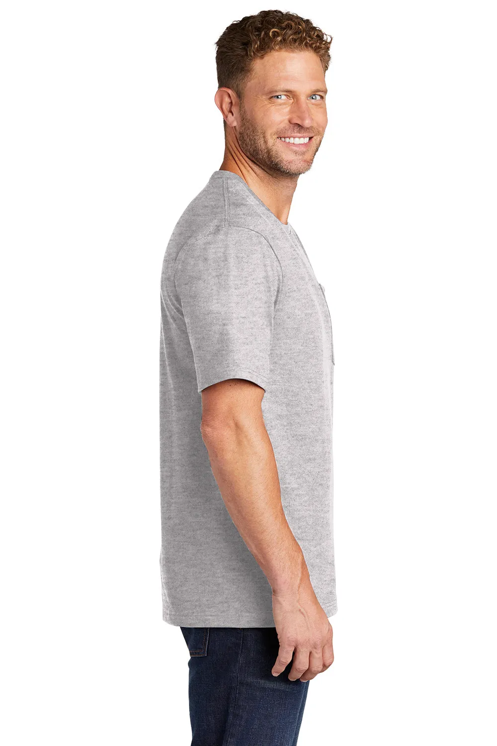 CornerStone Mens Short Sleeve Crewneck T-Shirt w/ Pocket - Heather Grey