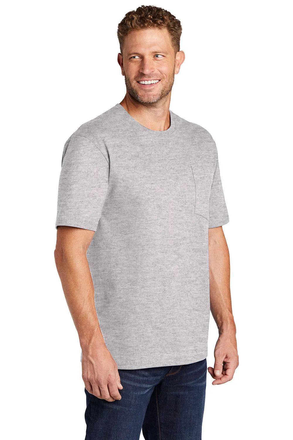 CornerStone Mens Short Sleeve Crewneck T-Shirt w/ Pocket - Heather Grey