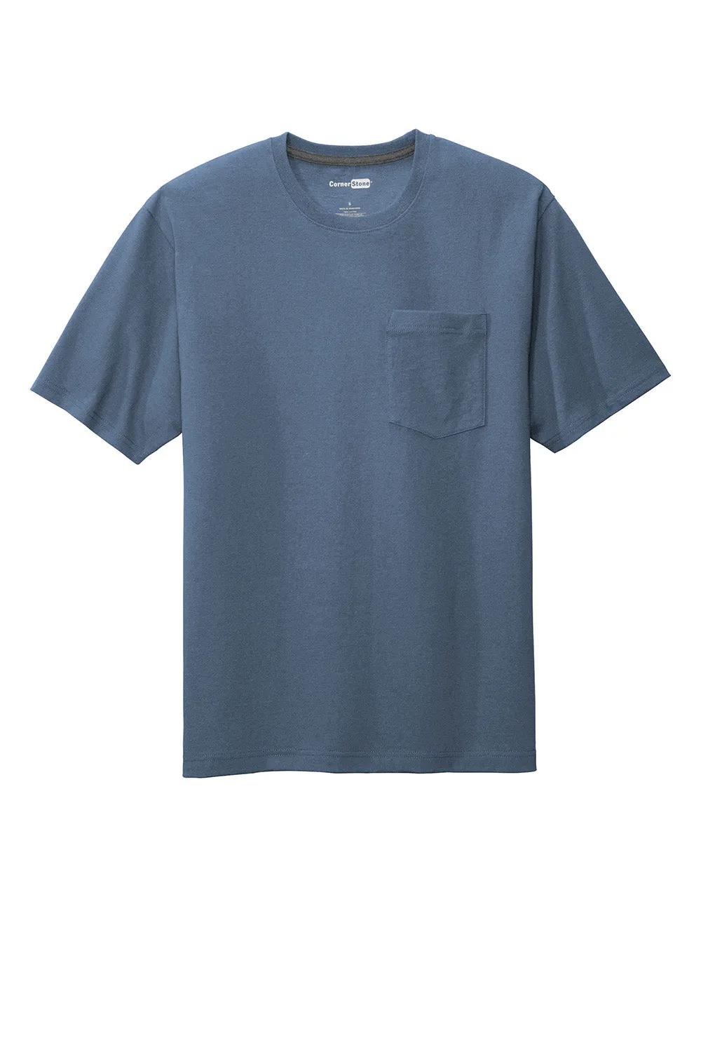 CornerStone Mens Short Sleeve Crewneck T-Shirt w/ Pocket - Regatta Blue