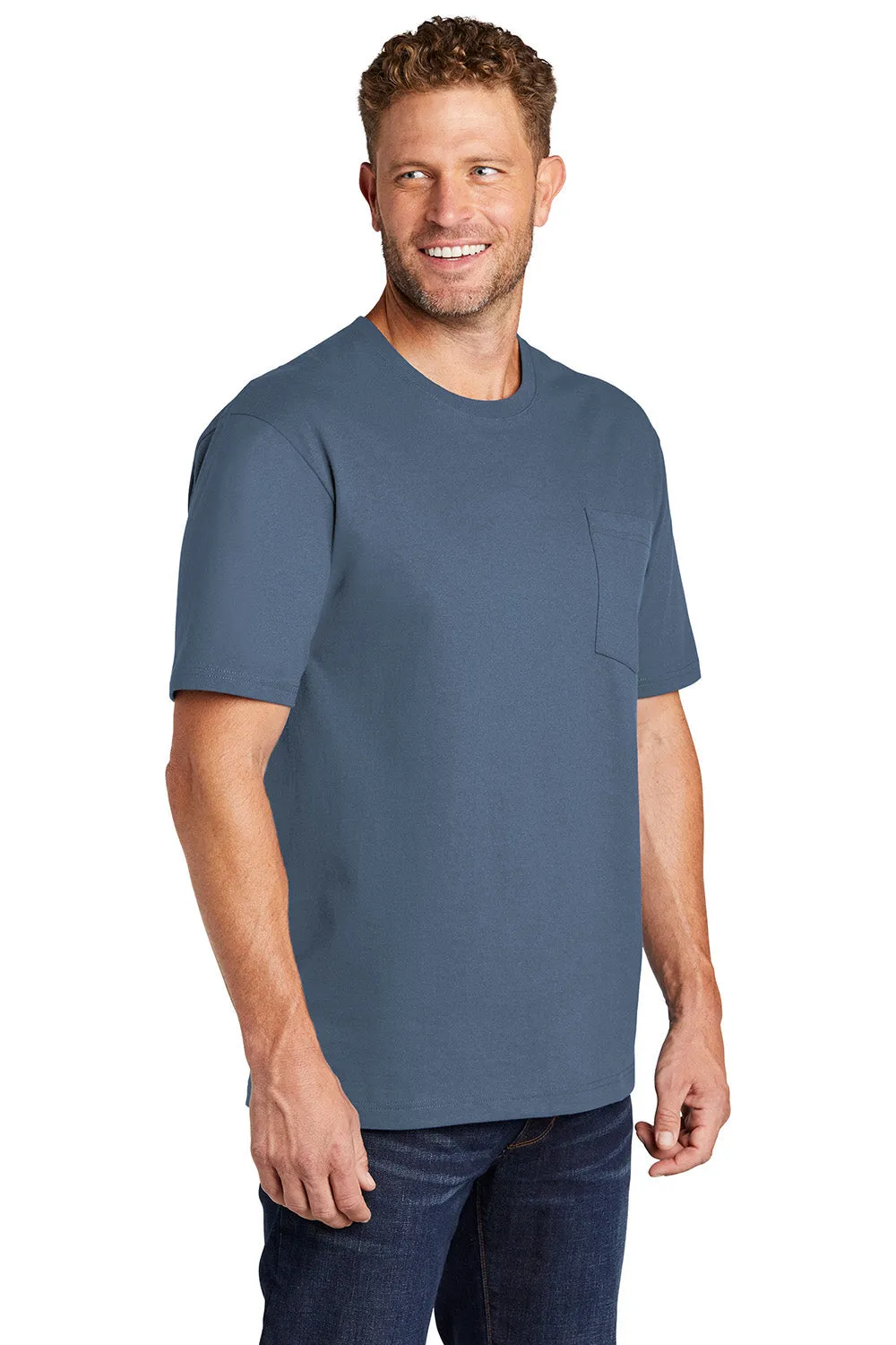 CornerStone Mens Short Sleeve Crewneck T-Shirt w/ Pocket - Regatta Blue