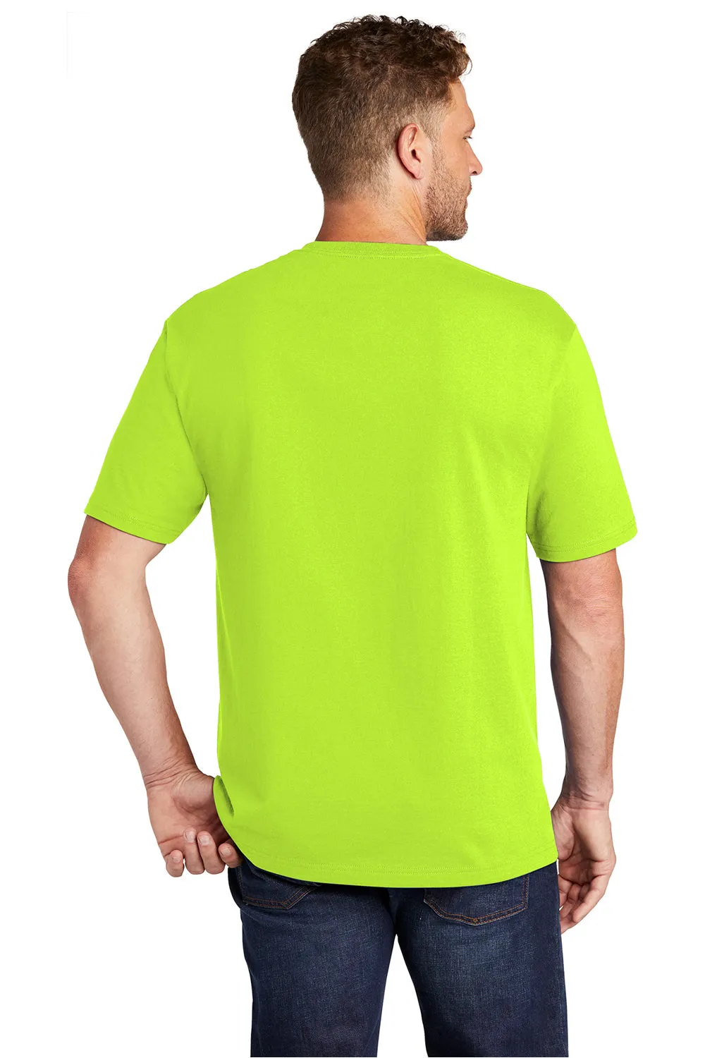 CornerStone Mens Short Sleeve Crewneck T-Shirt w/ Pocket - Safety Green