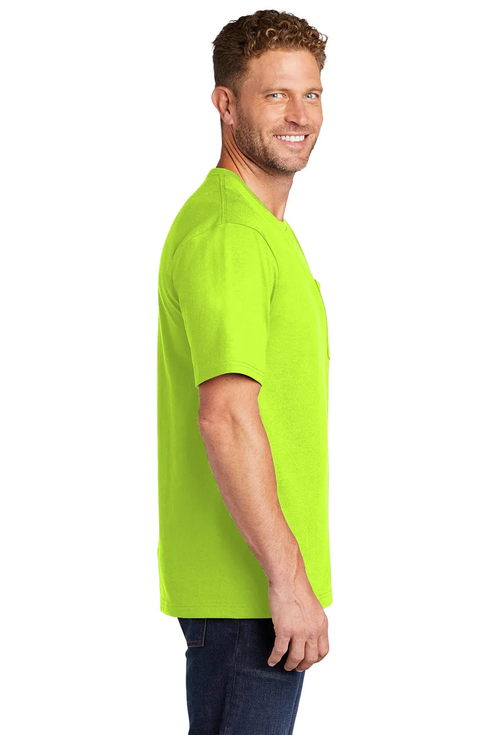 CornerStone Mens Short Sleeve Crewneck T-Shirt w/ Pocket - Safety Green