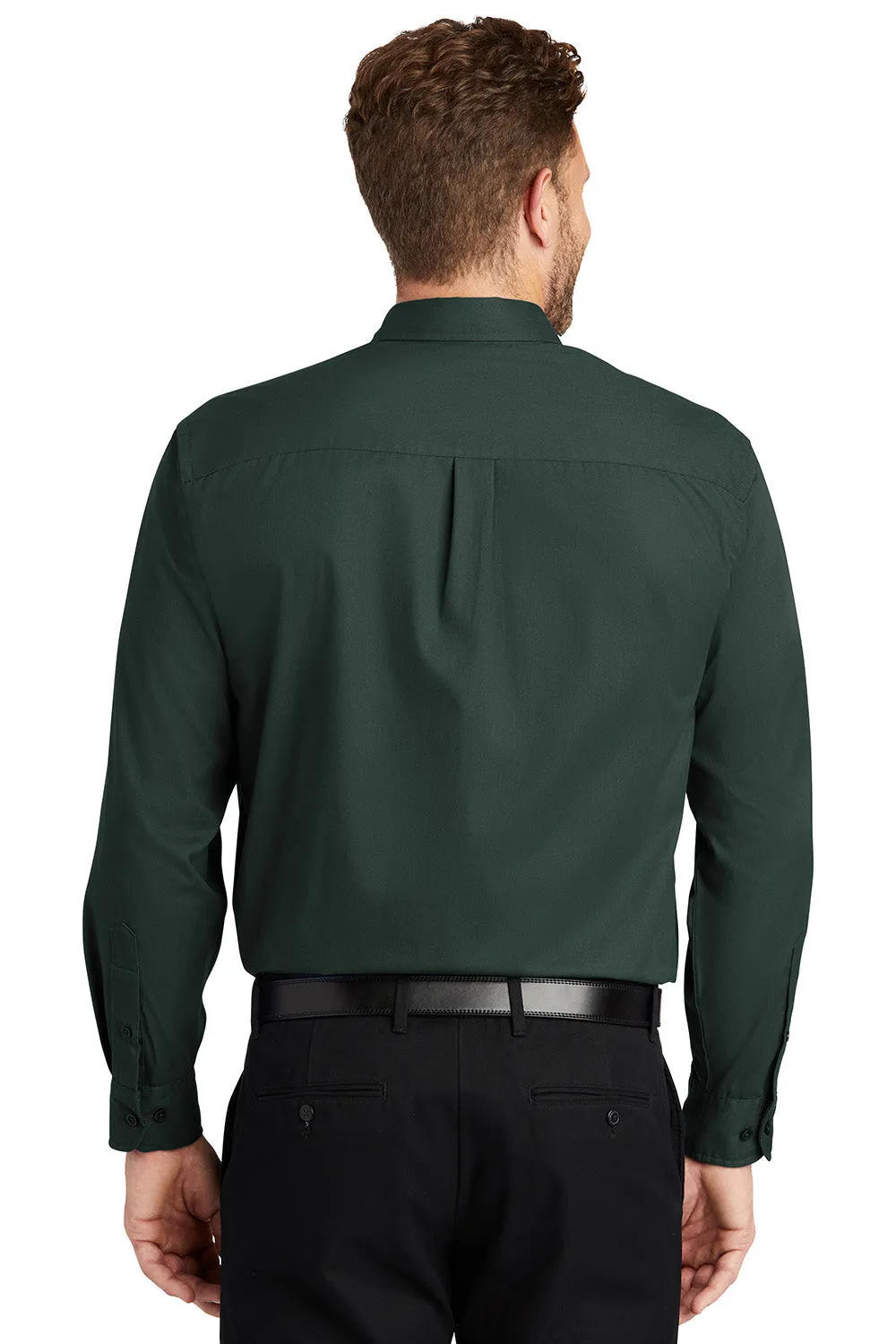 CornerStone Mens SuperPro Stain Resistant Long Sleeve Button Down Shirt w/ Pocket - Dark Green - Closeout
