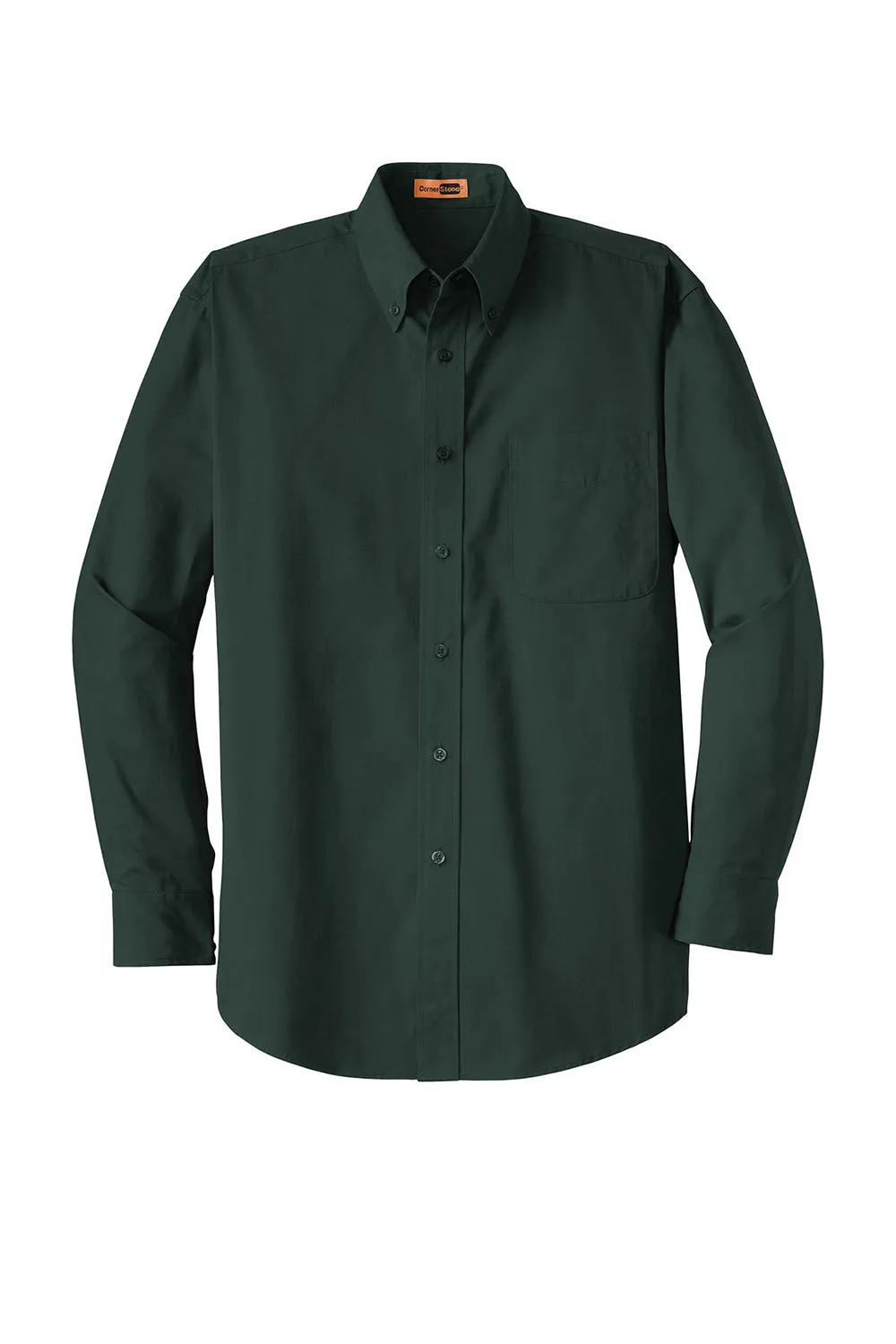 CornerStone Mens SuperPro Stain Resistant Long Sleeve Button Down Shirt w/ Pocket - Dark Green - Closeout