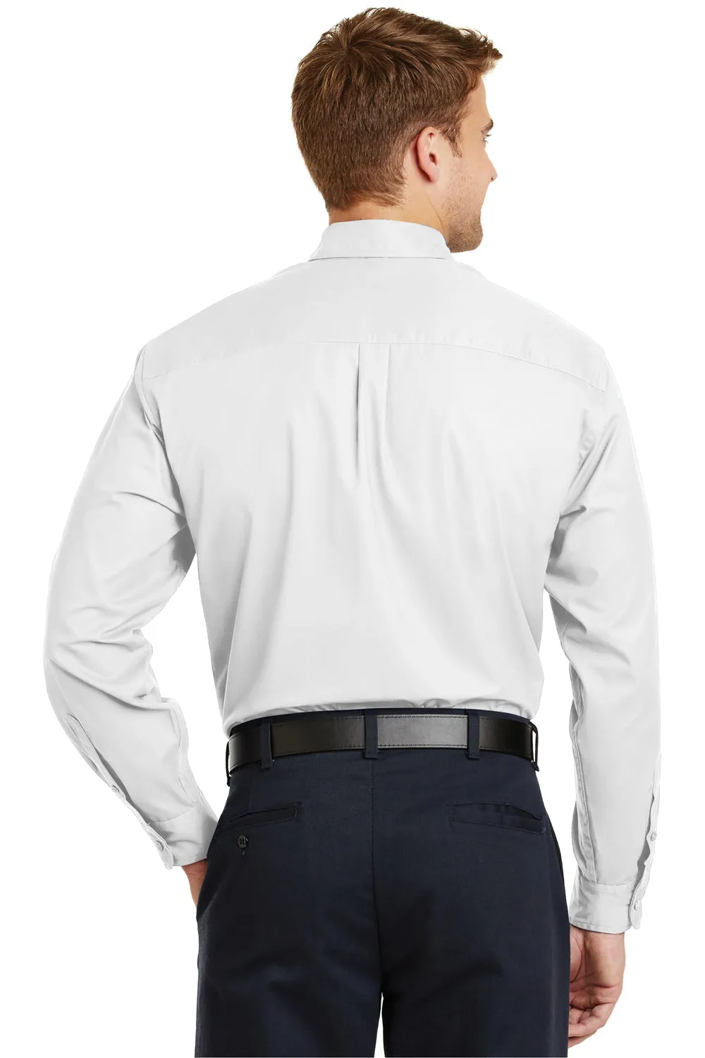 CornerStone Mens SuperPro Stain Resistant Long Sleeve Button Down Shirt w/ Pocket - White - Closeout