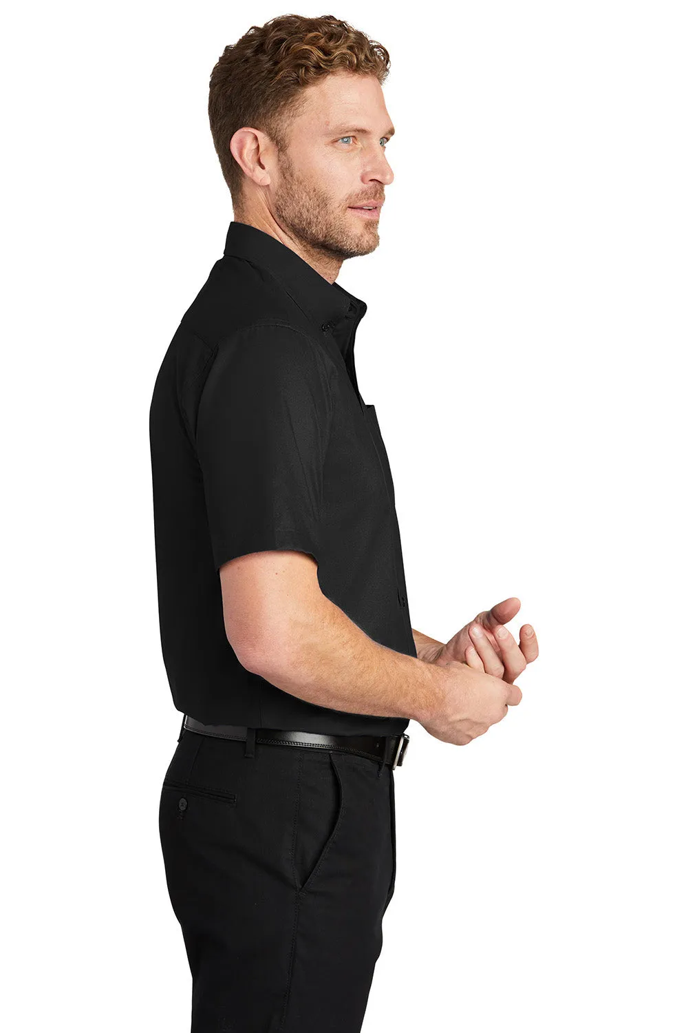 CornerStone Mens SuperPro Stain Resistant Short Sleeve Button Down Shirt w/ Pocket - Black - Closeout