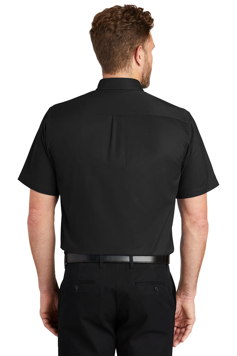 CornerStone Mens SuperPro Stain Resistant Short Sleeve Button Down Shirt w/ Pocket - Black - Closeout